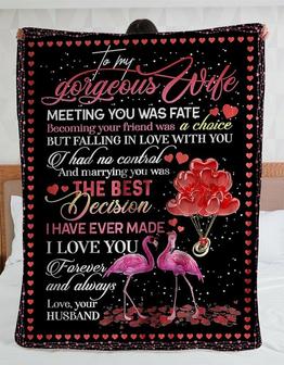 To My Wife I Love You Forever & Always Flamingo Couple Fleece Blanket Home Decor Gift For Valentine's Day To Wife - Thegiftio UK