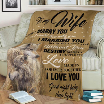 To My Wife I Love You Good Night Baby, Wolf Couple Fleece Blanket Home Decor Gift For Valentine's Day To Wife - Thegiftio UK