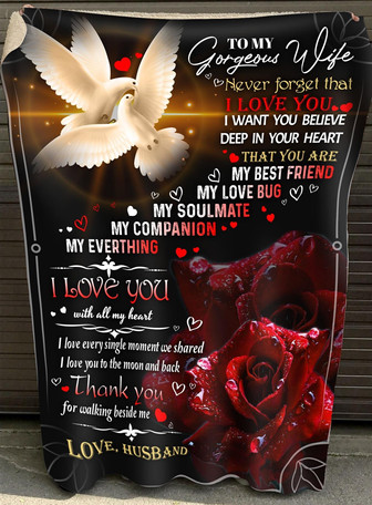 To My Wife I Love You With All My Heart Fleece Blanket Gift For Wife Couple Valentine's Day Home Decor Bedding Couch - Thegiftio UK