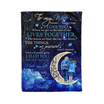 To My Wife I Love You Because You Are My Life Moon Blanket Gift for Wife From Husband Valentine Birthday Gift Home Decor - Thegiftio UK