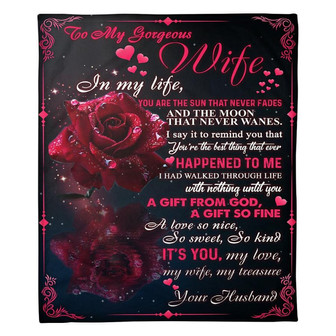 To My Wife My Love My Life My Treasure Fleece Blanket Family Gift Home Decor Bedding Couch Sofa Soft And Comfy Cozy - Thegiftio UK