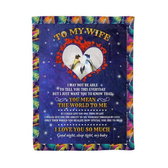 To My Wife I Love You So Much, Penguin Couple Fleece Blanket Home Decor Bedding Couch Gift For Valentine's Day To Wife - Thegiftio UK