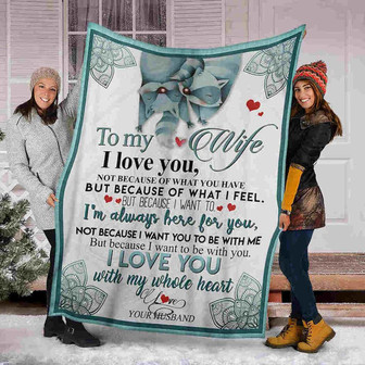 To My Wife I Love You With My Whole Heart, Raccoon Couple Fleece Blanket Gift For Valentine's Day To Wife Home Decor - Thegiftio UK