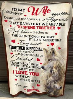 To My Wife I Love You With My Whole Heart Fleece Blanket Gift For Wife Couple Valentine's Day Home Decor Bedding Couch - Thegiftio UK