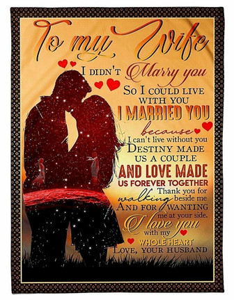 To My Wife I Love You With My Whole Heart, Couple Fleece Blanket For Valentine's Day, Love From Husband Home Decor - Thegiftio UK