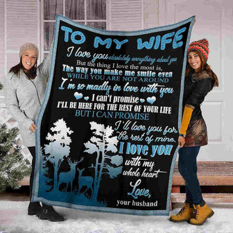 To My Wife I Love You With My Whole Heart, Fleece Blanket Gift For Valentine's Day To Wife Home Decor Bedding Couch - Thegiftio UK