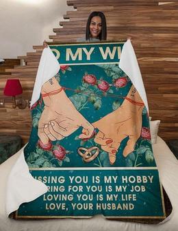 To My Wife Loving You Is My Life Vintage Blanket Gift For Wife From Husband Birthday Gift Home Decor Bedding Couch - Thegiftio UK