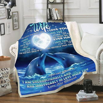 To My Wife No Matter Ho Much I Say I Love You Dolphin And Moon Blanket Gift For Wife From Husband Birthday Gift - Thegiftio UK