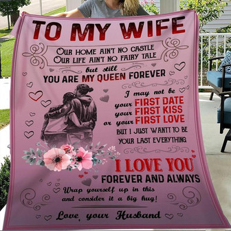 To My Wife You Are My Queen Forever Fleece Blanket Gift For Wife Couple Valentine's Day Home Decor Bedding Couch - Thegiftio UK
