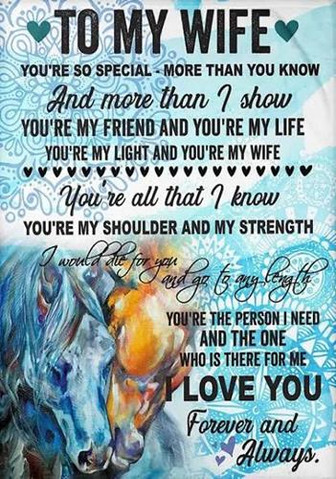 To My Wife You Are So Special More Than You Know Horse Fleece Blanket Gift For Wife Home Decor Bedding Couch Sofa Soft - Thegiftio