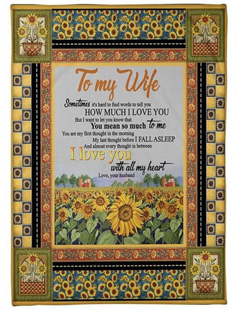 To My Wife Sunflower Fleece Blanket Gift For Family,Birthday,Wife,Couple,Gift Home Decor Bedding Couch Sofa Soft - Thegiftio UK