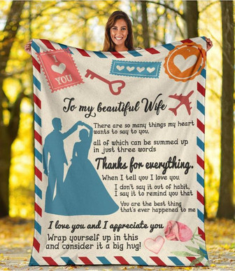 To My Wife Thank For Everything Fleece Blanket Gift For Valentine's Day To Wife Home Decor Bedding Couch Sofa Soft - Thegiftio UK