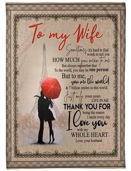 To My Wife Thank You For Being The Reason I Smile Every Day Fleece Blanket Gift For Family,Birthday,Wife,Couple,Gift - Thegiftio UK