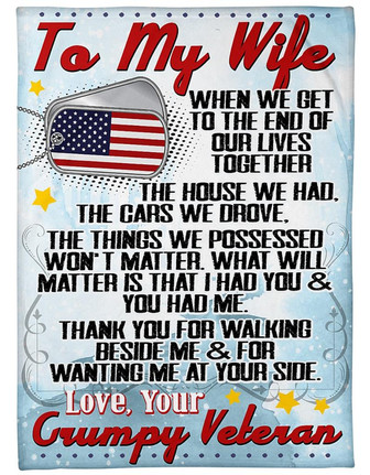 To My Wife Thank You For Walking Beside Me Fleece Blanket Gift For Family, Birthday, Friend, Couple, Army, Veteran Gift - Thegiftio UK