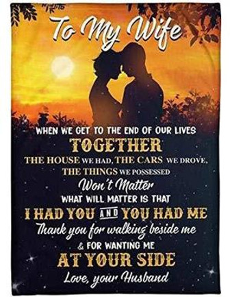 To My Wife Thank You For Walking Beside Me Fleece Blankets Gift For Wife From Husband Home Decor Bedding Couch Sofa Soft - Thegiftio UK