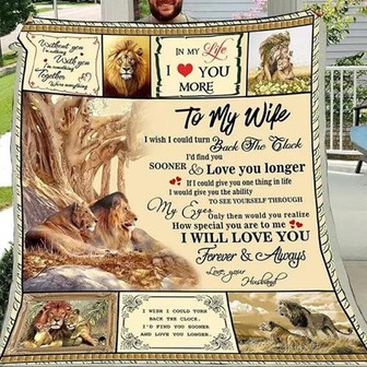 To My Wife Together We Are Everything Love Your Husband Lion Fleece Blanket Gift For Wife From Husband Home Decor - Thegiftio UK