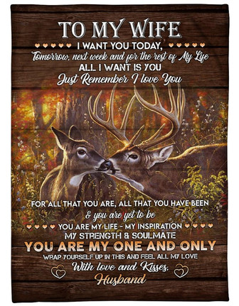 To My Wife All I Want Is You Fleece Blanket Gift For Family, Birthday, Couple, Lovers Gift Home Decor and Comfy - Thegiftio UK