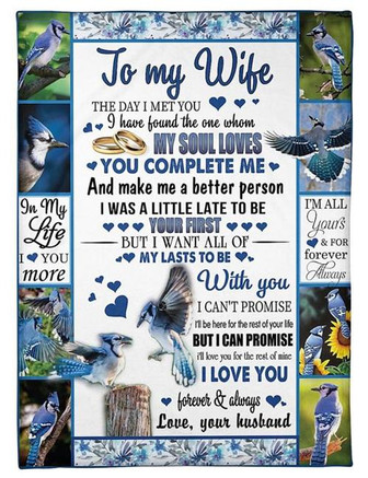 To My Wife I Will Be Here For The Rest Of Your Life Fleece Blanket Gift For Family,Birthday,Wife,Couple,Gift Home Decor - Thegiftio UK