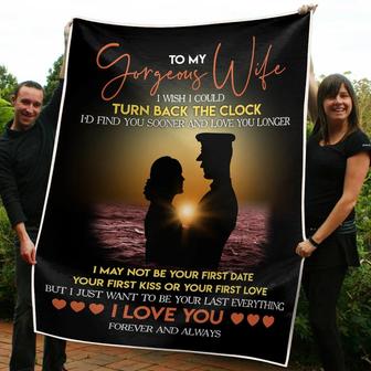 To My Wife I Wish I Could Turn Back The Clock Fleece Blanket Gift For Wife Couple Valentine's Day Home Decor - Thegiftio UK
