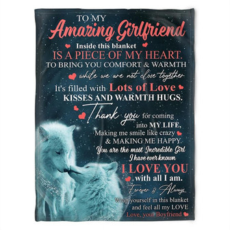 Wolf Blanket, To My Girlfriend, It's Filled With Lots Of Love. Gift For Girlfriend Family Home Decor Bedding Couch - Thegiftio UK