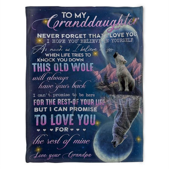 Wolf Blanket, To My Granddaughter This Old Wolf Will Always Have Your Back,Gift For Granddaughter Family Home Decor - Thegiftio UK