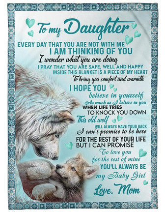 Wolf To My Daughter Every Day That You Are Not With Me Blanket Gift For Daughter From Mom Birthday Gift Home Decor - Thegiftio UK