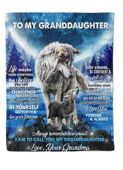 Wolf To My Granddaughter Life Maybe Hard Sometimes Blanket Gift For Granddaughter From Grandma Home Decor Bedding Couch - Thegiftio UK