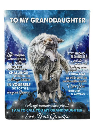Wolf To My Granddaughter Life Maybe Hard Sometimes Blanket Gift For Granddaughter From Grandpa Home Decor Bedding Couch - Thegiftio UK