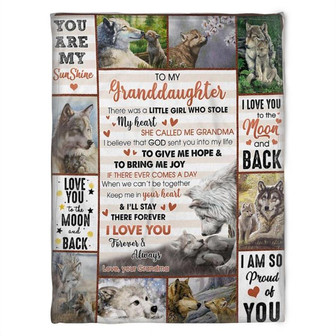 Wolf To My Granddaughter I Love You Forever&Always My Sunshine,Fleece Blanket,Gift For Granddaughter - Thegiftio UK