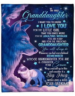 Wolf To My Granddaughter I Want You To Know I Love You Blanket Gift From Grandma Birthday Gift Home Decor Bedding Couch - Thegiftio UK