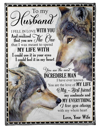 Wolf To My Husband I Love You Always With My Whole Heart,Fleece Blanket,Gift For Husband Home Decor Bedding Couch - Thegiftio UK