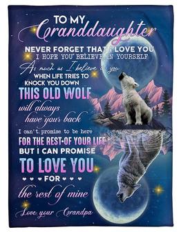 Wolf Moon To My Granddaughter The Rest Of Mine Blanket Gift From Grandpa Home Decor Bedding Couch Sofa Soft - Thegiftio UK