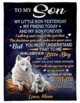 Wolf To My Son My Little Son Yesterday Fleece Blanket Gift For Son From Mom Home Decor Bedding Couch Sofa Soft - Thegiftio UK