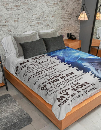 Wolf To My Son I Will Always Carry You Blanket Gift For Son From Mom Birthday Gift Home Decor Bedding Couch Sofa Soft - Thegiftio UK