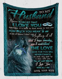 Wolf, To My Husband, How Much You Mean To Me,Fleece Blanket,Gift For Husband Home Decor Bedding Couch Sofa Soft - Thegiftio UK