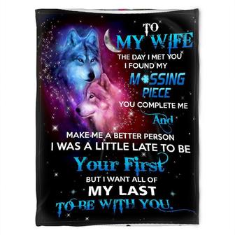 Wolf To My Wife,The Day I Met Yo,Fleece Blanket,Gift For Wolf Lover Birthday,Gift Home Decor Bedding Couch Sofa Soft - Thegiftio UK