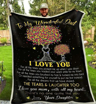 To My Wonderful Dad I Love You Fleece Blanket For Father For Birthday, Gift From Daughter Home Decor Bedding Couch - Thegiftio UK