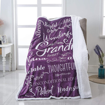 Wonderful Grandma Throw Blanket | Best Grandma Gifts | Wrap Your Grandmother with Love and Inspirational Words (Purple, Flannel) - Thegiftio UK