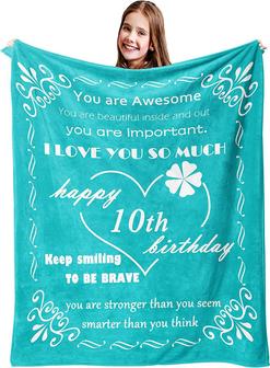 10th Birthday Blanket, Gift for Girls Boys 10 Years Old Birthday, Gifts Ideas for Daughter Son Granddaughter Grandson Niece Bestie - Thegiftio UK