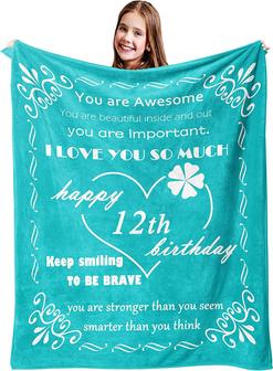 12th Birthday Blanket, 12 Years Old Birthday Gifts Ideas for Daughter Son Granddaughter Grandson Niece Bestie - Thegiftio UK