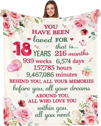 18th Birthday Gifts Throw Blanket,18th Birthday Decorations for Girls Fleece Blanket Best Gifts Idea for Girls Daughter Friends - Thegiftio