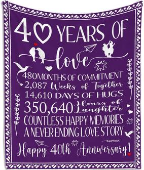 40th Anniversary Wedding Gifts Blanket - 40 Years of Marriage Gifts Idea, Wedding, Birthday, Romantic Gift for Couple Her/Him Throw Blankets - Thegiftio UK