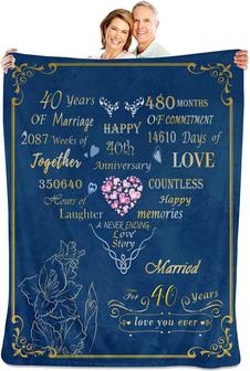 40th Blanket for Couple Blanket for Dad Mom Parents Grandparents, 40th Wedding Anniversary Throw Blanket Valentine Day Birthday Gifts - Thegiftio UK