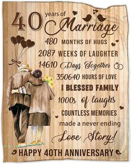 40th Wedding Anniversary Blanket Gift, 40th Marriage Anniversary Blanket Gift Flannel Throw Blanket for Wife Husband - Thegiftio UK