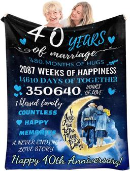40th Wedding Anniversary Blanket Gifts,40 Years of Love Couple Golden Marriage Gifts for Dad,Mom,Grandpa,Grandma,Grandparents,40th Anniversary Birthday Gift for Husband and Wife - Thegiftio UK