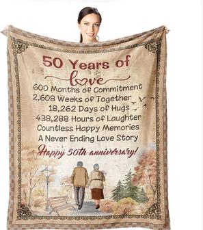 50th Anniversary Wedding Gifts for Wife Husband Couple Golden Wedding Blanket for Mom Dad Grandparents 50 Years of Marriage Throw Blankets - Thegiftio UK
