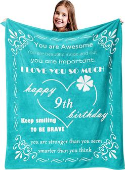9th Birthday Blanket, Gifts Ideas to My Daughter Son Birthday Blanket from Mom Blankets for Daughter Son Granddaughter Grandson Niece Bestie - Thegiftio UK