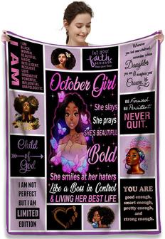African Black Art Blanket Inspirational Word American Girl Love Butterfly Purple Throw Blanket Afro Black Girl Soft Cozy Fleece Blanket - Thegiftio UK