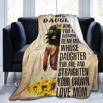 African Black Woman Throw Blankets - Soft Flannel My Dear Daughter Lightweight Blanket for Sofa, Living Room, Small Bed Blanket - Thegiftio UK
