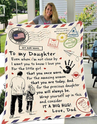 By Air Mail To My Daughter I Want You To Know I Love You Gift From Dad Fleece Blanket Gift For Christmas - Thegiftio UK